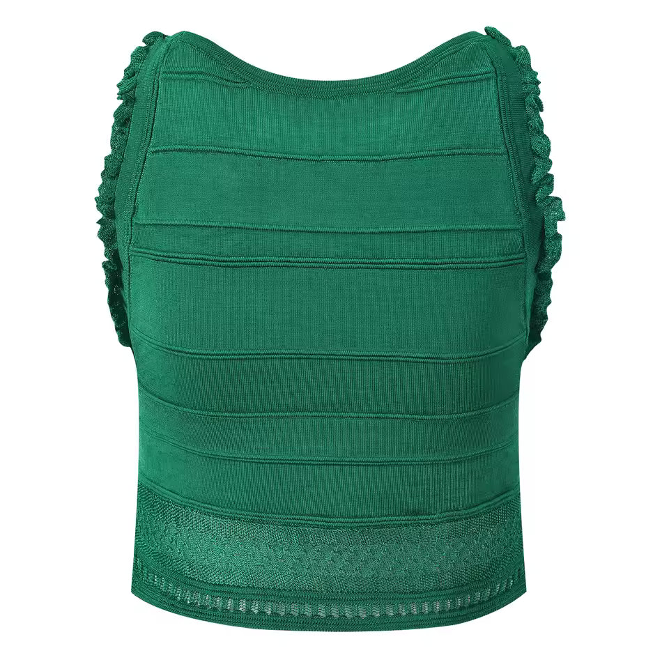 Elegant Knit Hollow Out Ruffle Top and Long Skirt Set