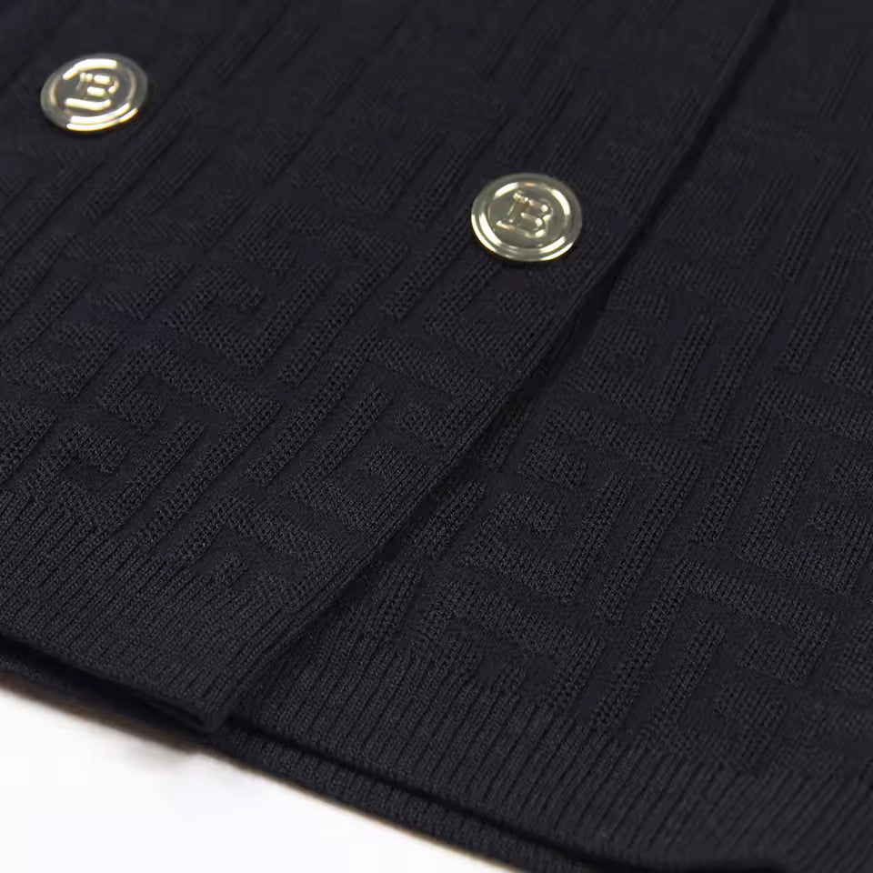 Knitted Suit Collar B-Buckle Waist Long Sleeve Slim Dress