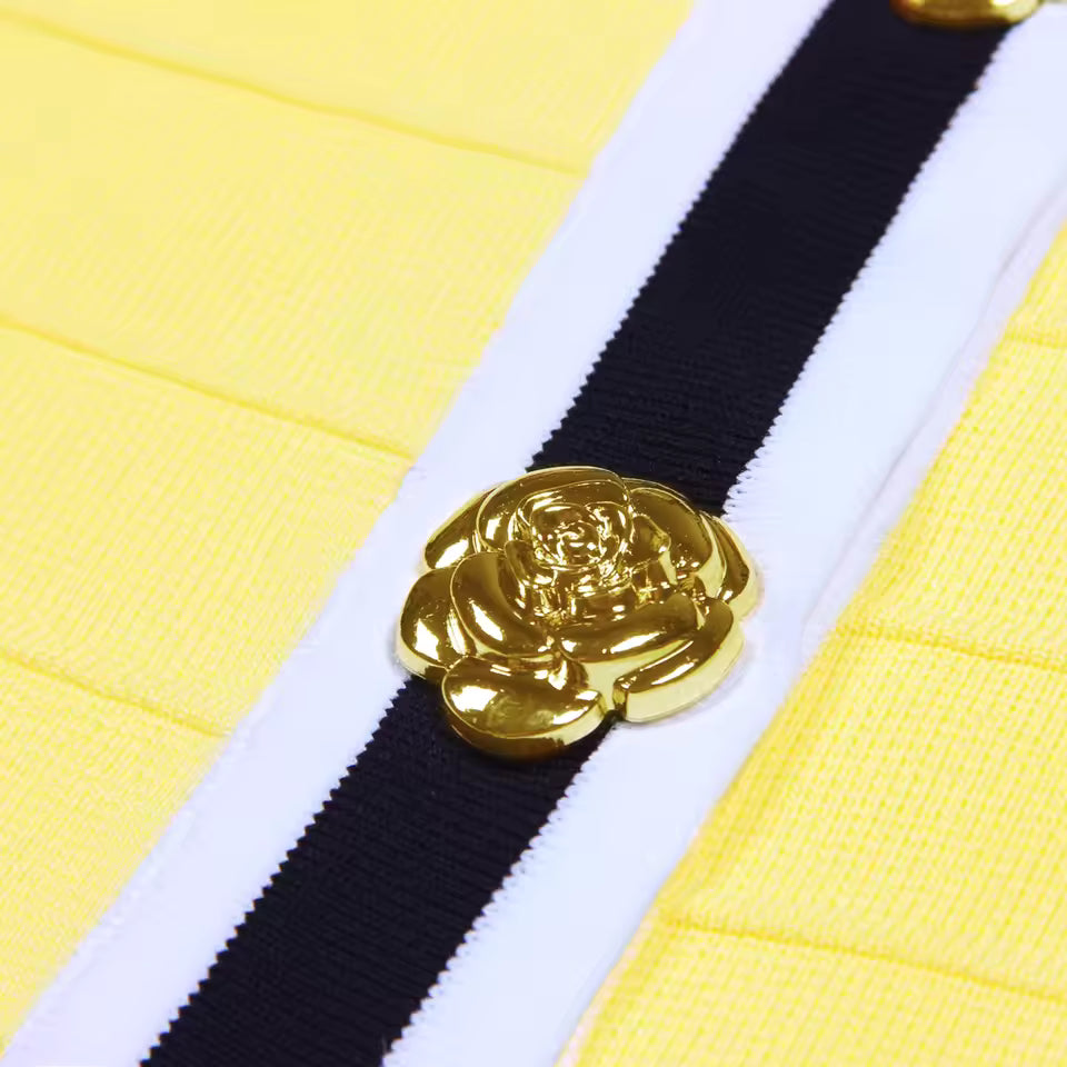 Three-Color Knitted Flower Knot Cardigan & Skirt Set