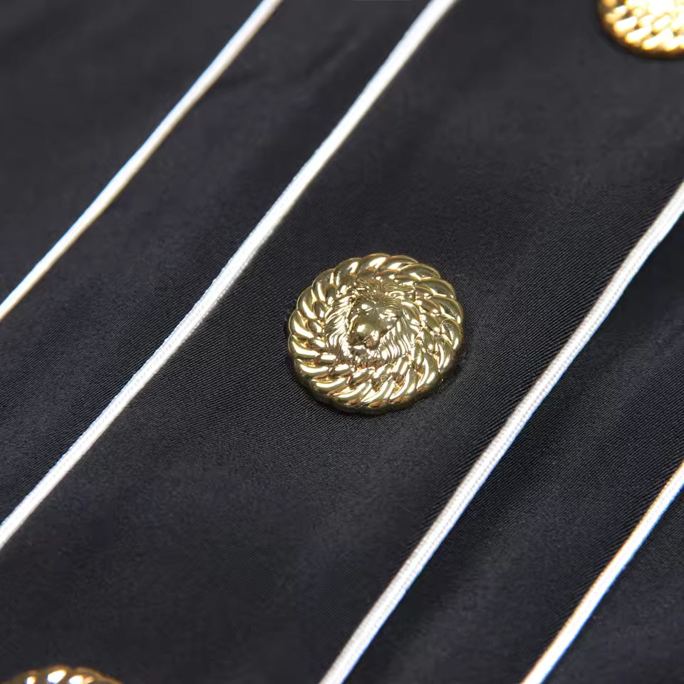 Striped Knit Polo Collar Cardigan