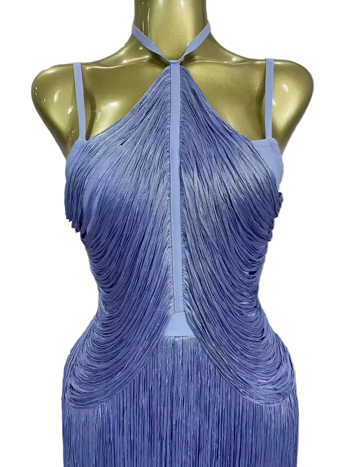 Backless Tassel Ankle Bodycon Bandage Dress – Elegant Evening Party Outfit