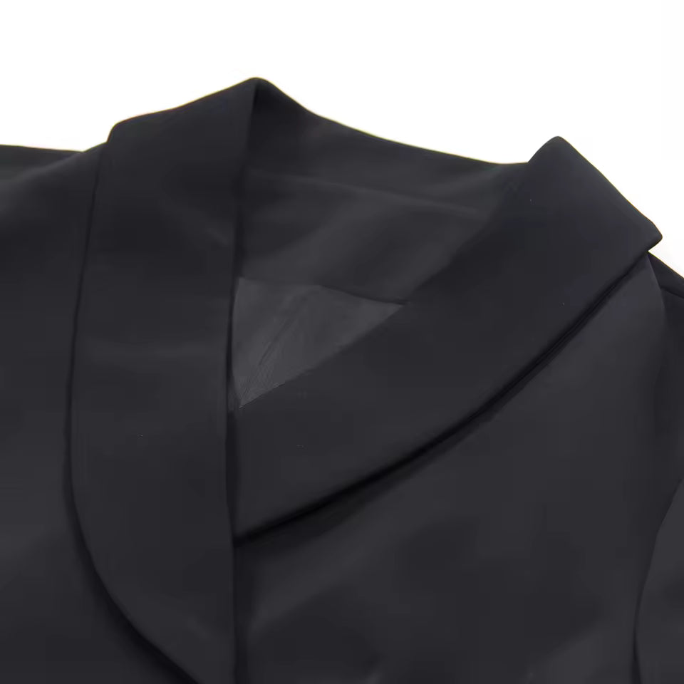 Polo Collar Knitted Mesh Dress Set