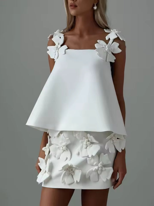 Square Neck Sleeveless Top & High Waist Bodycon Skirt Two-Piece Set