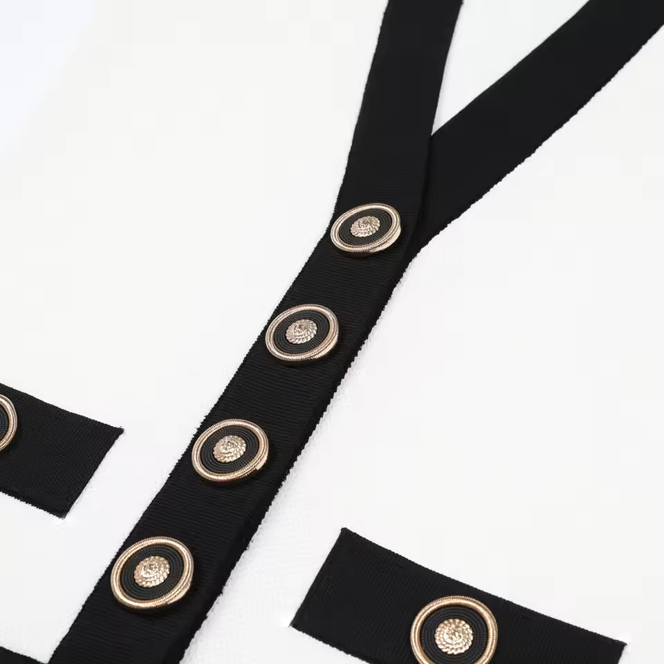 Sleeveless Button Front Slim Fit Short Knit Dress