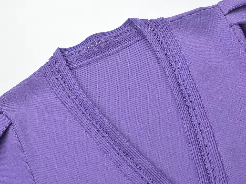 Puff Sleeve Knitted Mini Dress