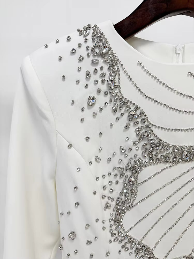 Crystal Beaded Long Sleeve Maxi Dress