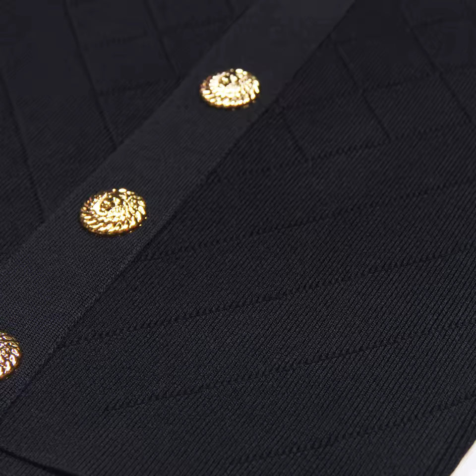 Knitted V-Neck Tassel Slim Long Sleeve Dress