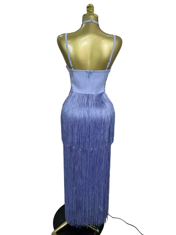 Backless Tassel Ankle Bodycon Bandage Dress – Elegant Evening Party Outfit