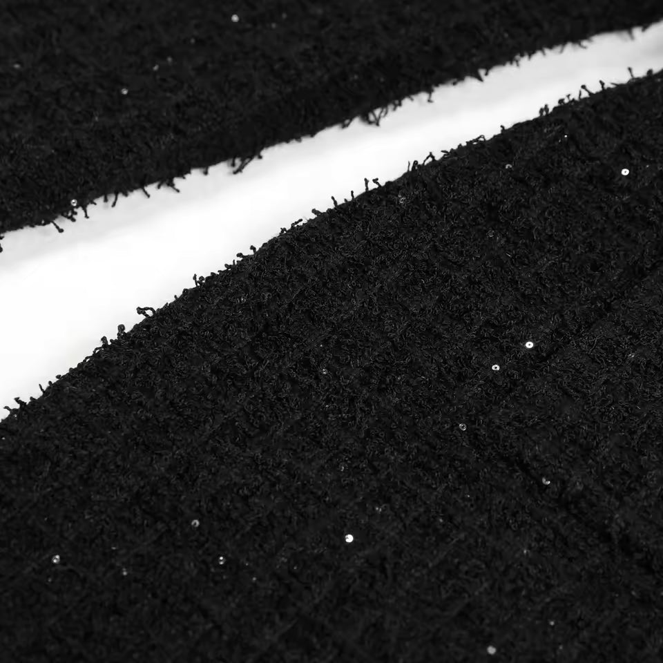 Knitted Rhinestone Button Round Neck Long Sleeve Fishtail Slim Fit Dress