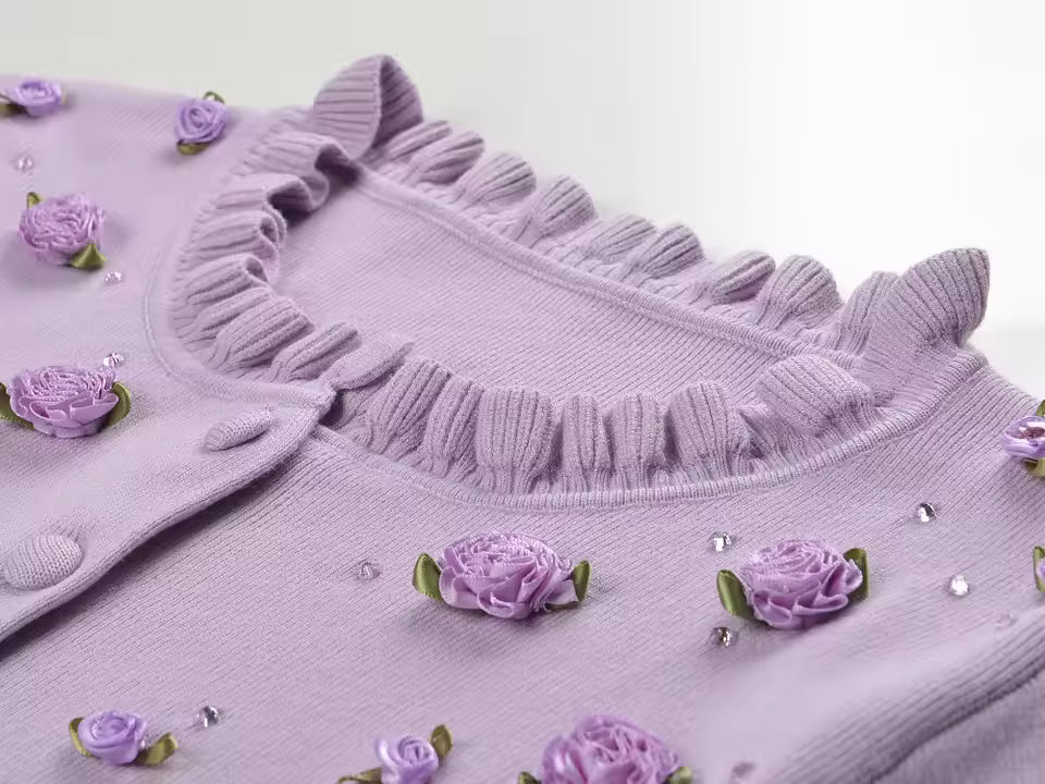 French Knit Floral Twin Set