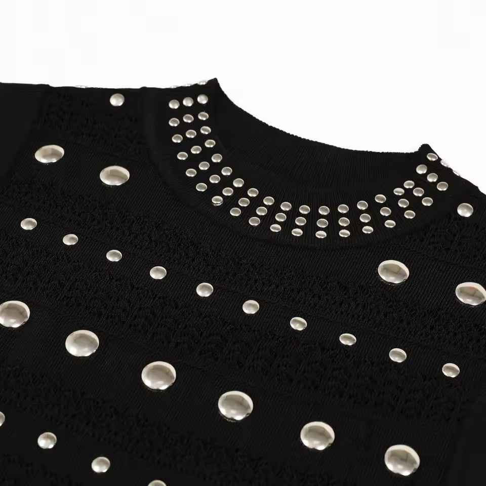 Luxury Elastic Knit Round Neck Sleeveless Slim Fit Dress