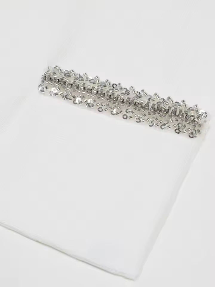 Beaded Patchwork Mini Dress with Pockets – Round Neck & Short Sleeves