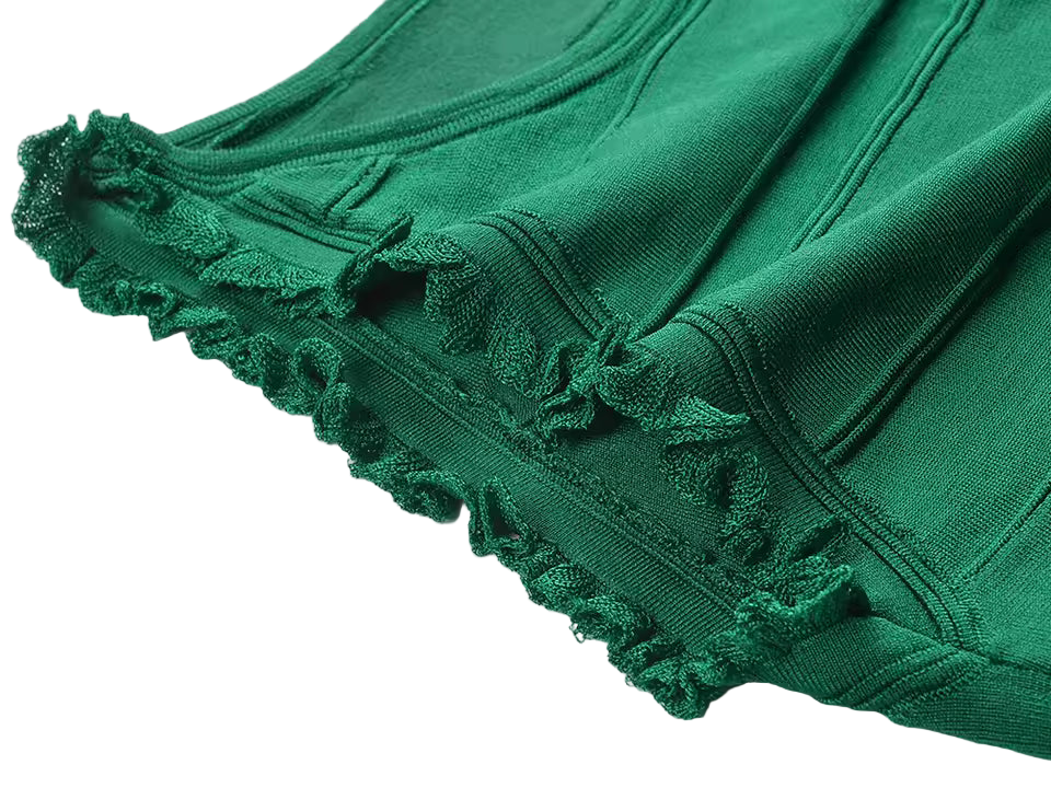 Elegant Knit Hollow Out Ruffle Top and Long Skirt Set