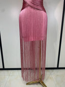 Pink Fringe Bandage Dress