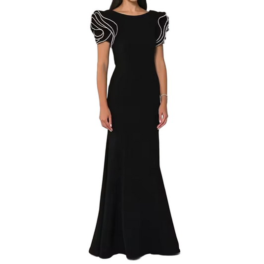 Slim Fit Ruffle Beaded Patchwork Mini Dress