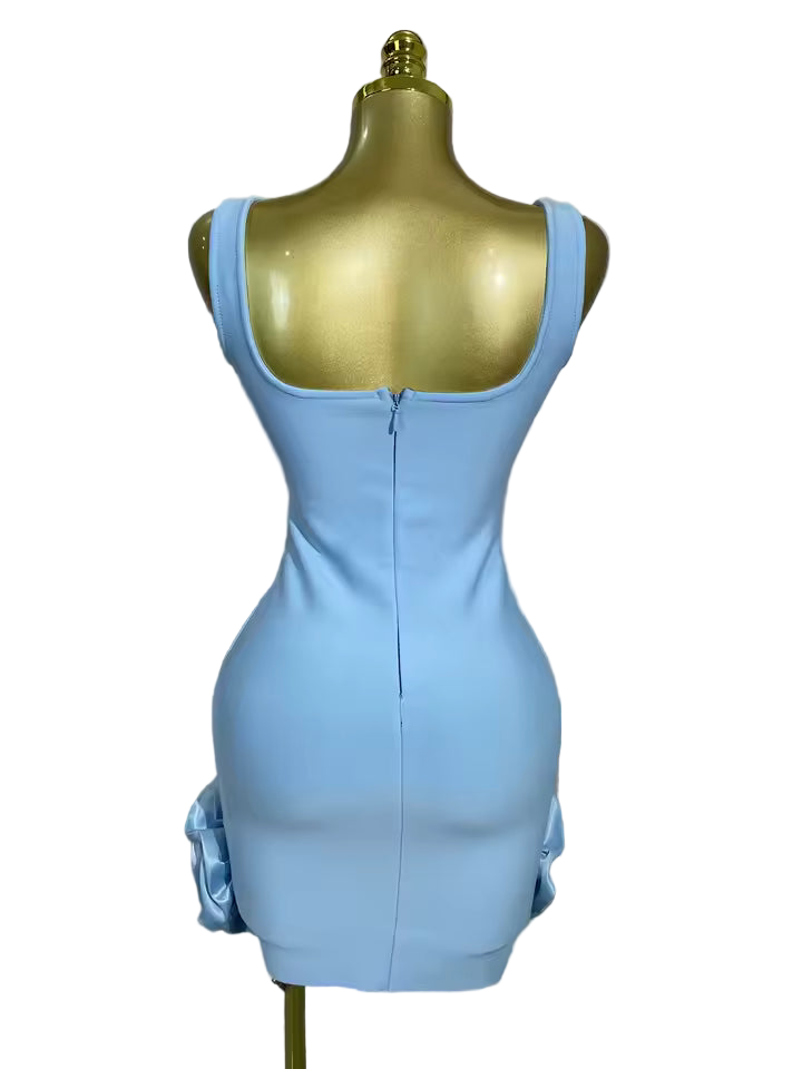 Crystal Ruffle Sleeveless Bodycon Mini Bandage Dress