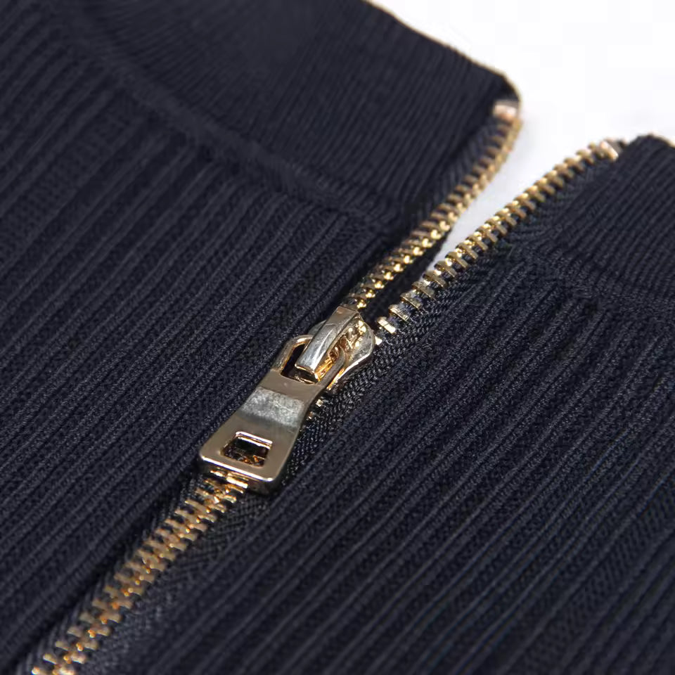 Three-Color Knitted V-Neck Belted Short Sleeve Slim Fit Dress