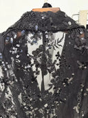 Black Sequin Lace Blazer & Wide-Leg Trouser Set