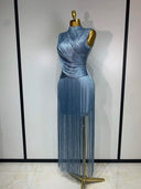 Ice Blue Fringe Bandage Dress