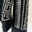 BLAZER DOPPIOPETTO IN TWEED NERO CON DECORAZIONI 