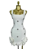 Crystal Ruffle Sleeveless Bodycon Mini Bandage Dress