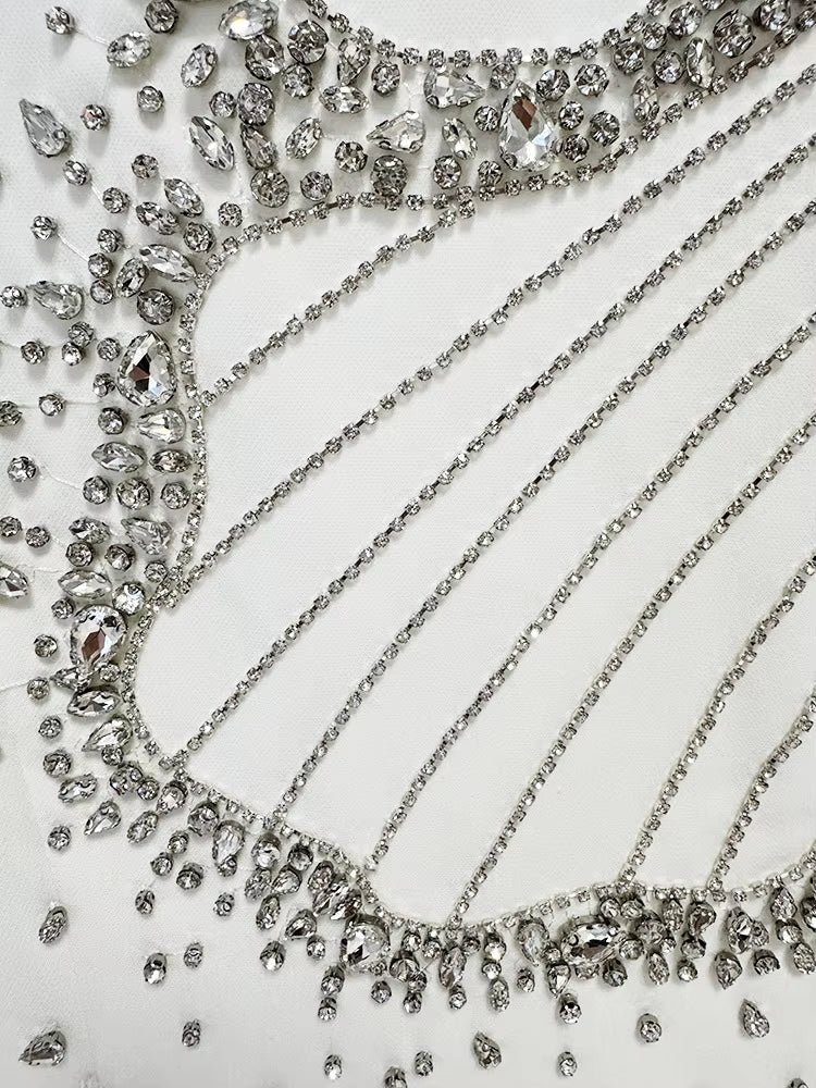 Crystal Beaded Long Sleeve Maxi Dress