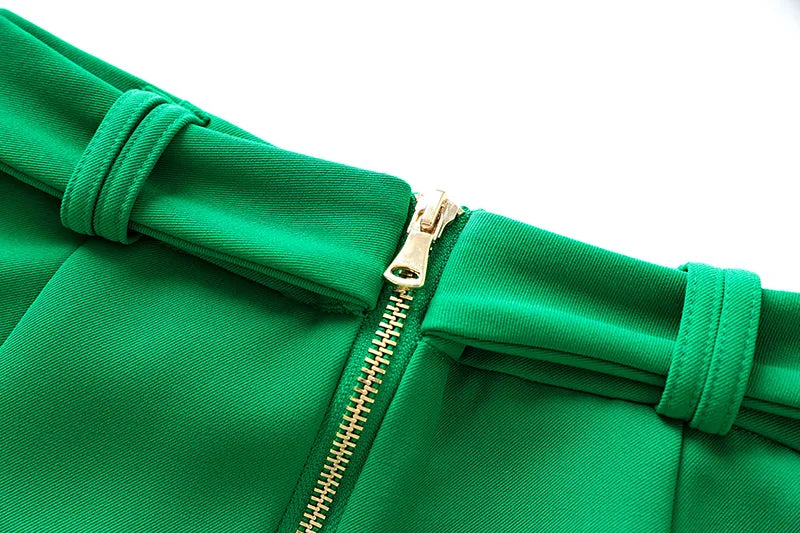 Two Pieces Skirt Set in Green