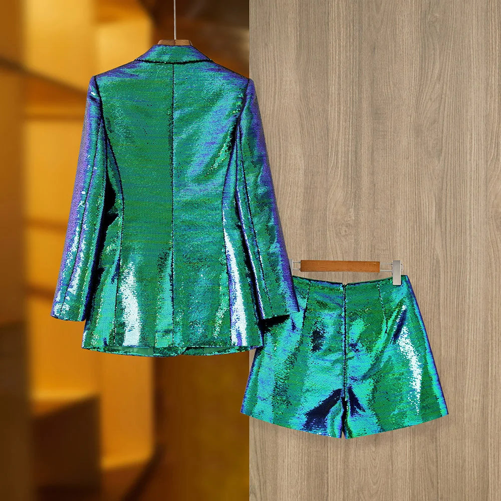 Larissa Sequin Two Pieces Set in Green