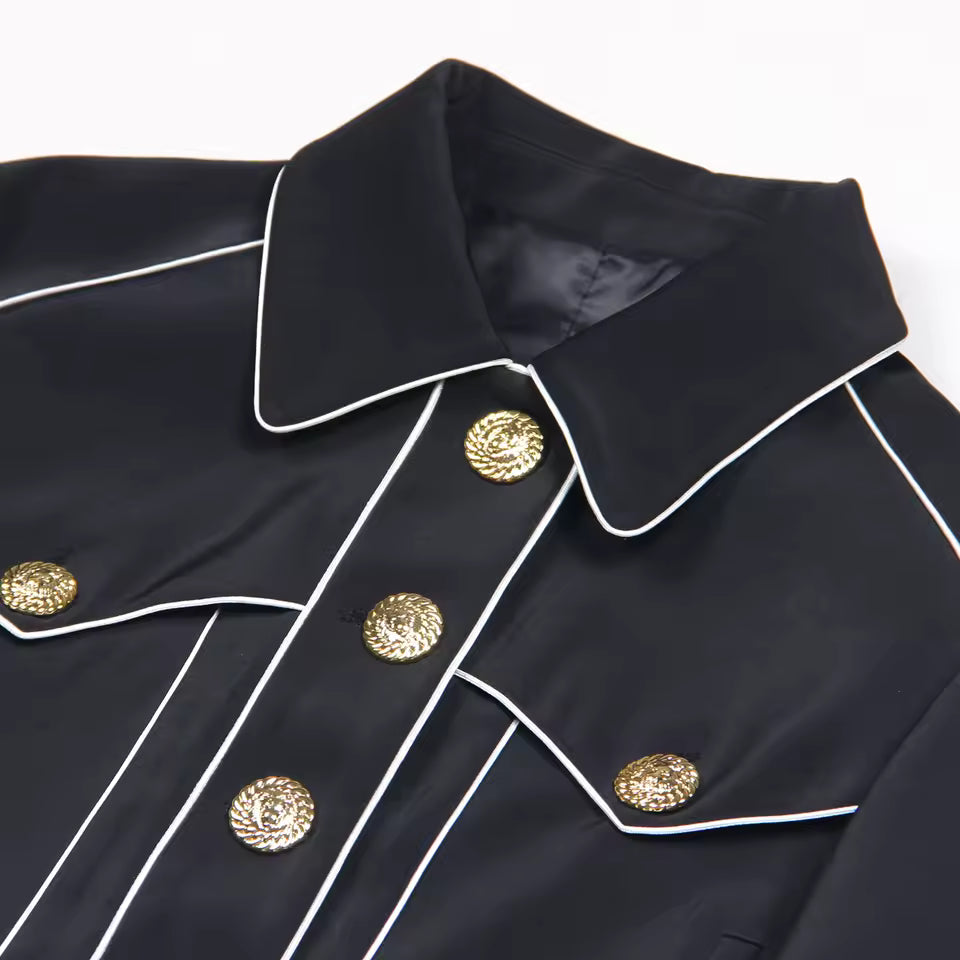 Striped Knit Polo Collar Cardigan