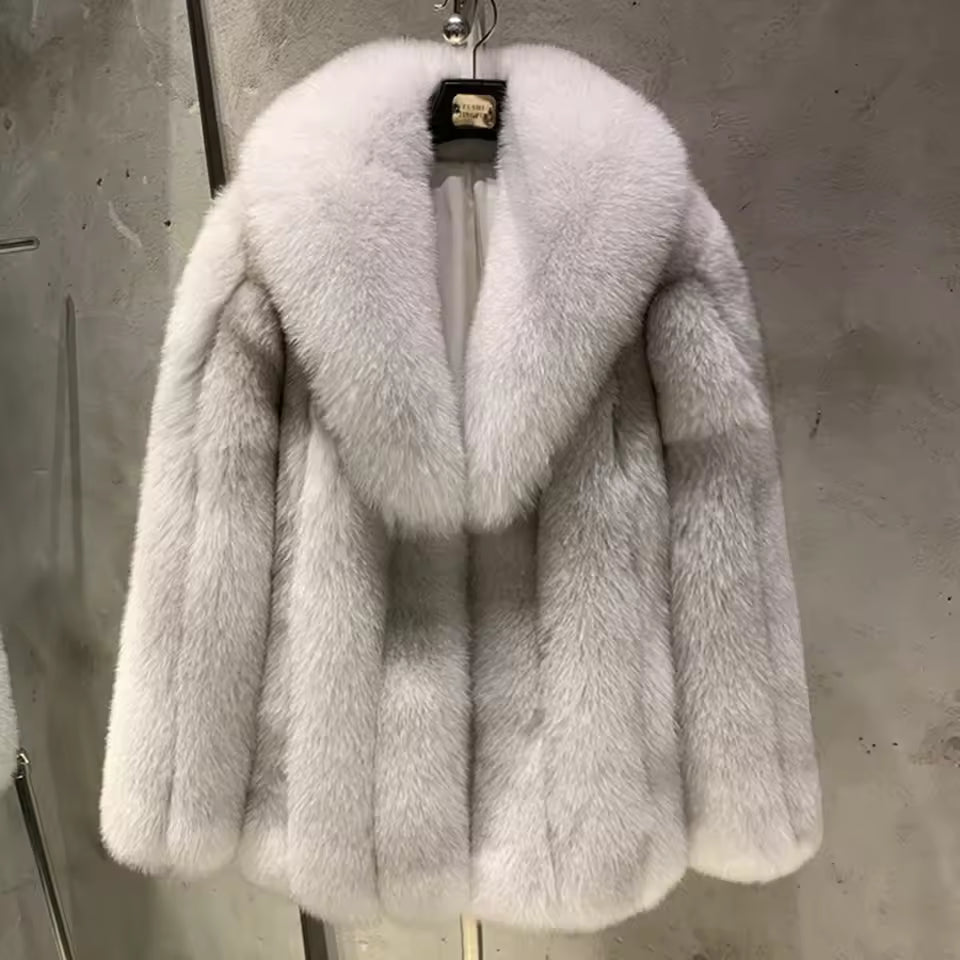Burgundy Natural Fox Fur Jacket