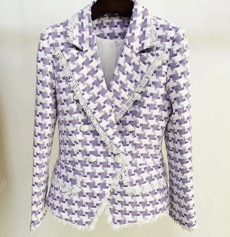 TWEED BLAZER IN PURPLE/WHITE