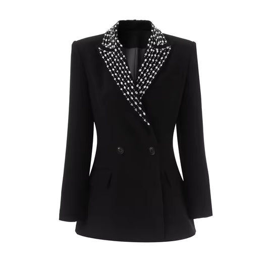 High Quality Rhinestone Two-Button Slim Fit Plain Blazer
