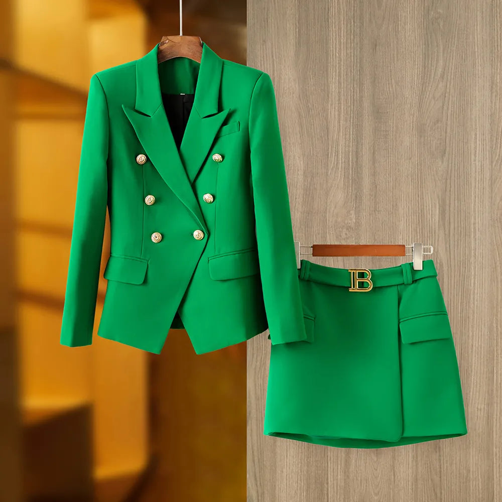 Two Pieces Skirt Set in Green