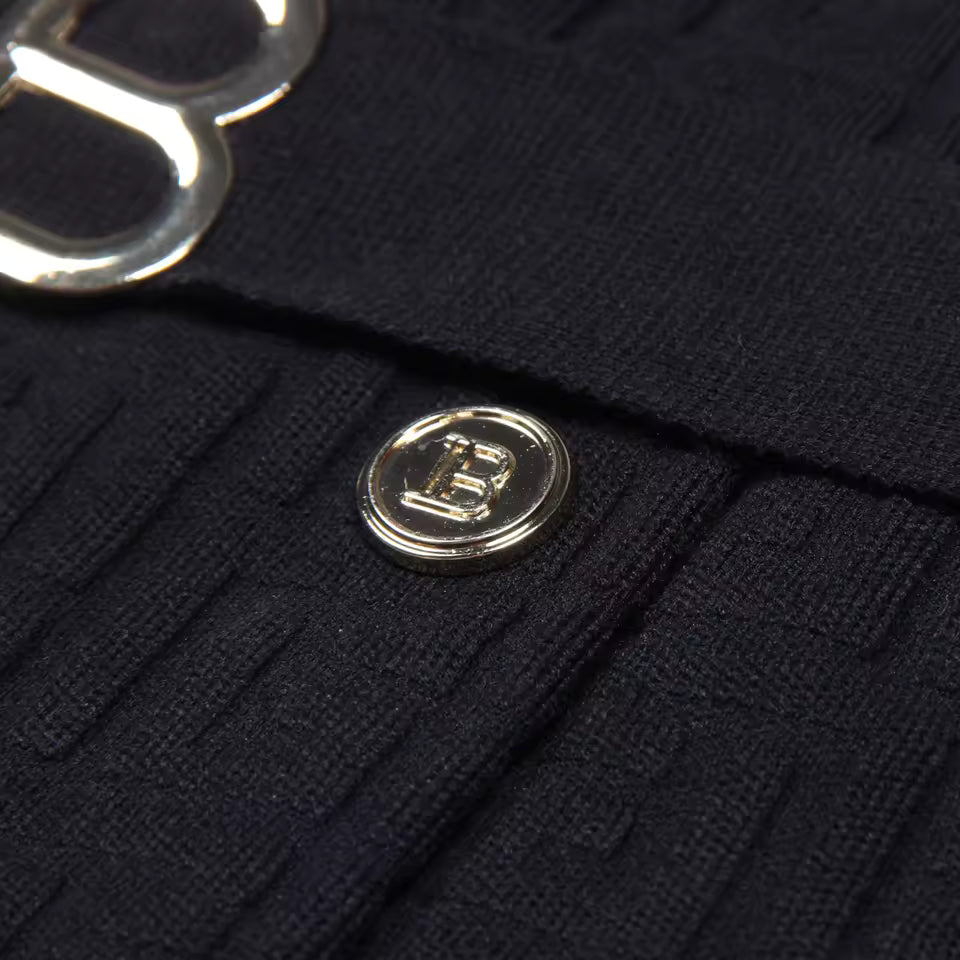 Solid Color Textured Lapel Double-Breasted Long Sleeve Knitted Dress