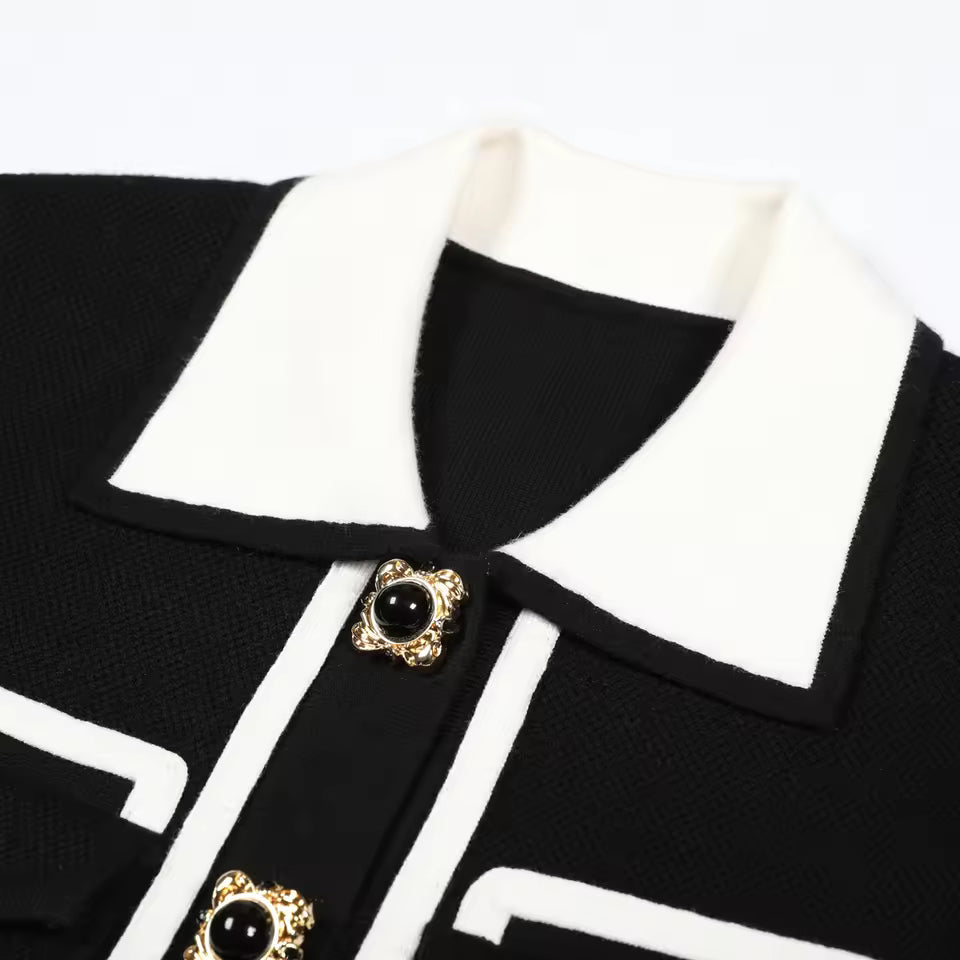 Elastic Knit Lapel Vest with Single Row Buttons