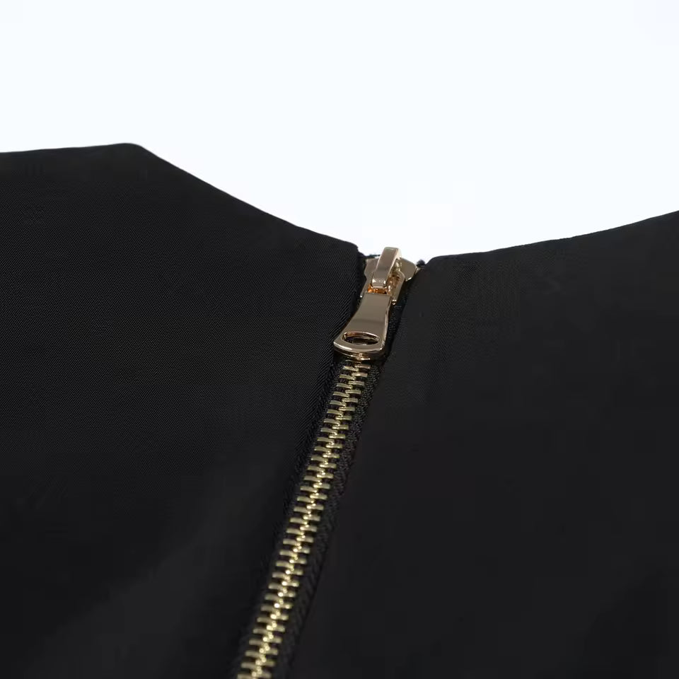 Luxurious Handmade Beaded Long Sleeve Top & Hip-Hugging Half Skirt Set