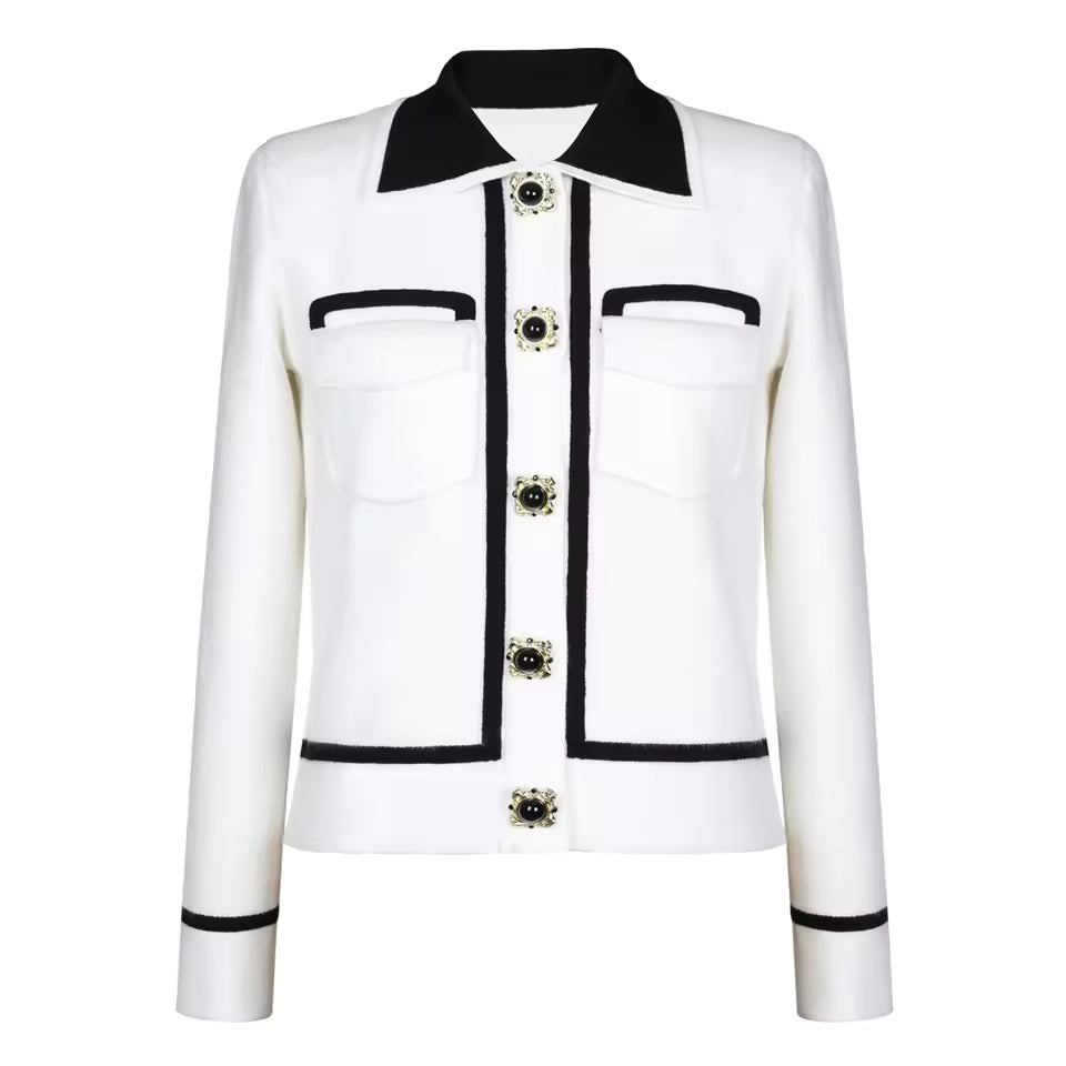 Elastic Knit Lapel Vest with Single Row Buttons