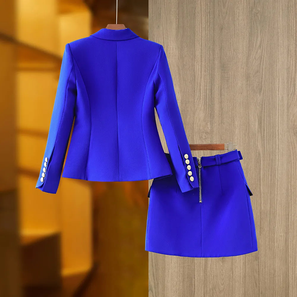 Two Pieces Skirt Set in Royal Blue