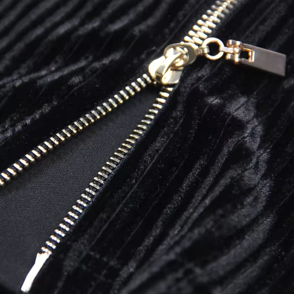 Velvet Slim Fit Long Dress with Zipper