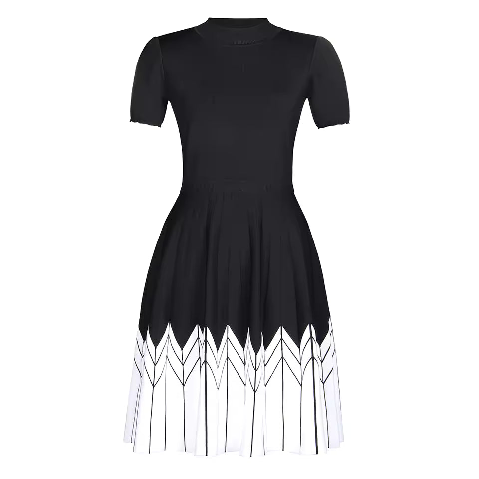 Knitted Round Neck Slim A-Line Dress – Elegant Everyday Fashion