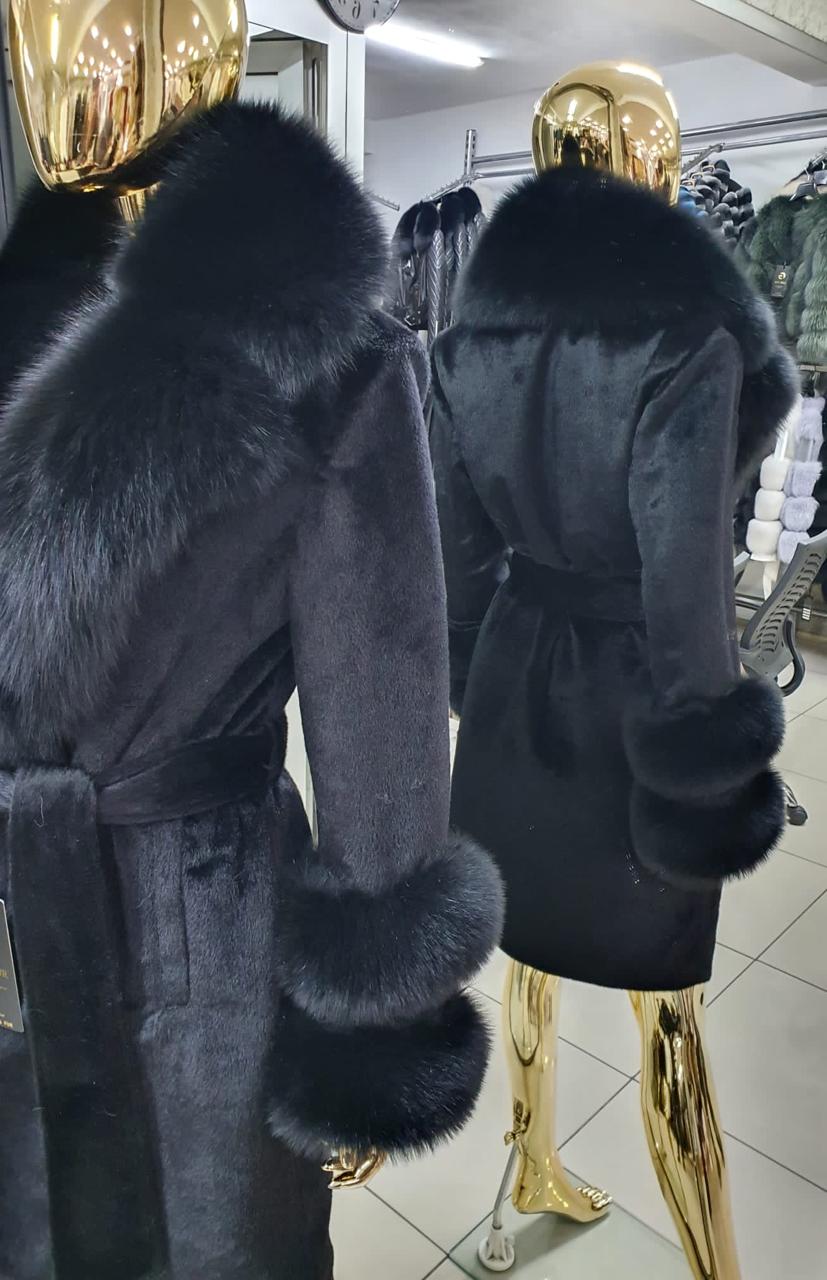 FOX FUR ALCANTARA COAT IN BLACK