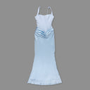 Baby Blue Corset Satin Maxi Dress