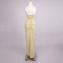 Butter Yellow Strapless Draped Maxi Dress