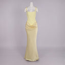 Butter Yellow Corset Satin Maxi Dress