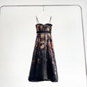 Midnight Floral Corset Maxi Dress with Bow