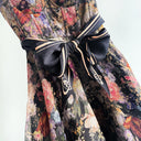 Midnight Floral Corset Maxi Dress with Bow