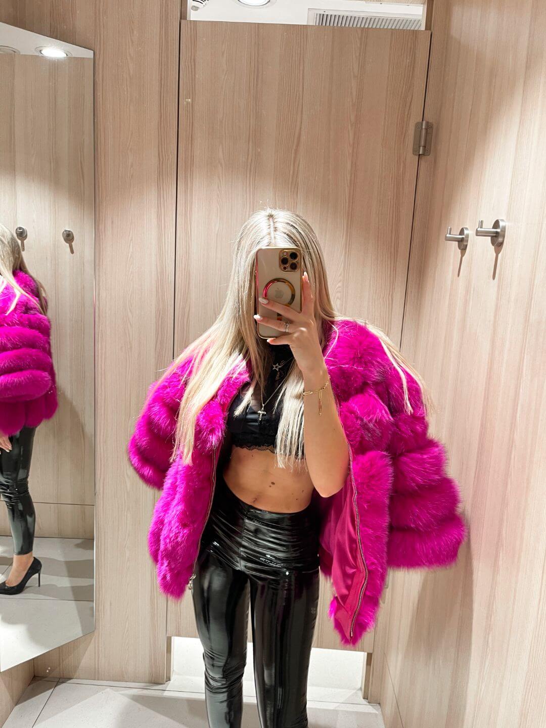 PINKY PROMISE FOX FUR GENIUNE LEATHER JACKET