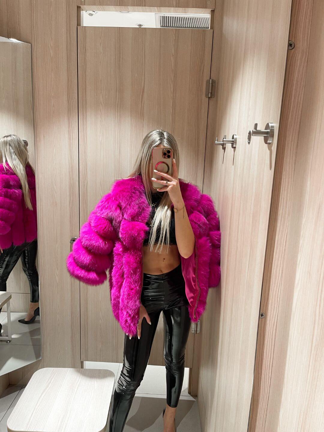 PINKY PROMISE FOX FUR GENIUNE LEATHER JACKET