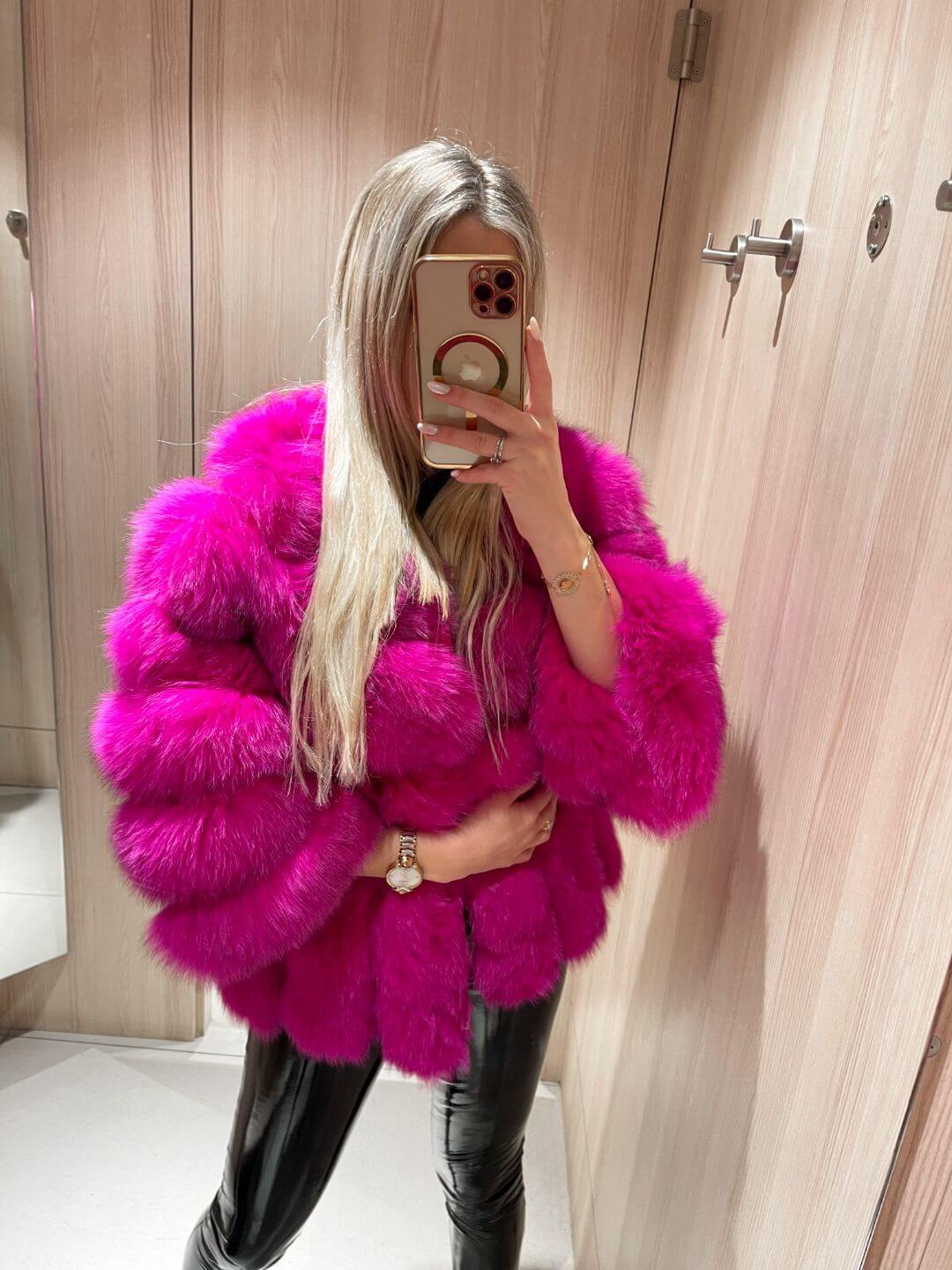 PINKY PROMISE FOX FUR GENIUNE LEATHER JACKET