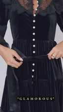 Abito in velluto di pizzo patchwork Isabella 